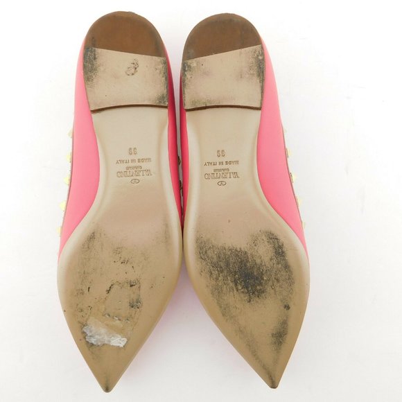 VALENTINO Rockstud Rose Pink Leather Studded Ballerina Flats 39 - Picture 8 of 10